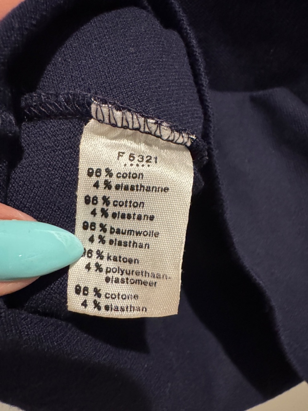 Lacoste Navy 3/4 Sleeve Top with Bright Blue and Lime Trim - Picture 5 of 8